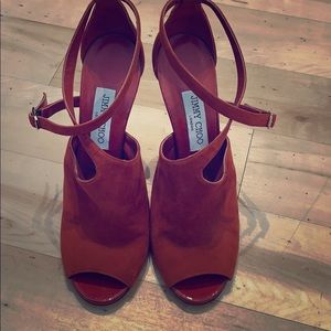 Jimmy Choo burnt orange suede sandal sz 40